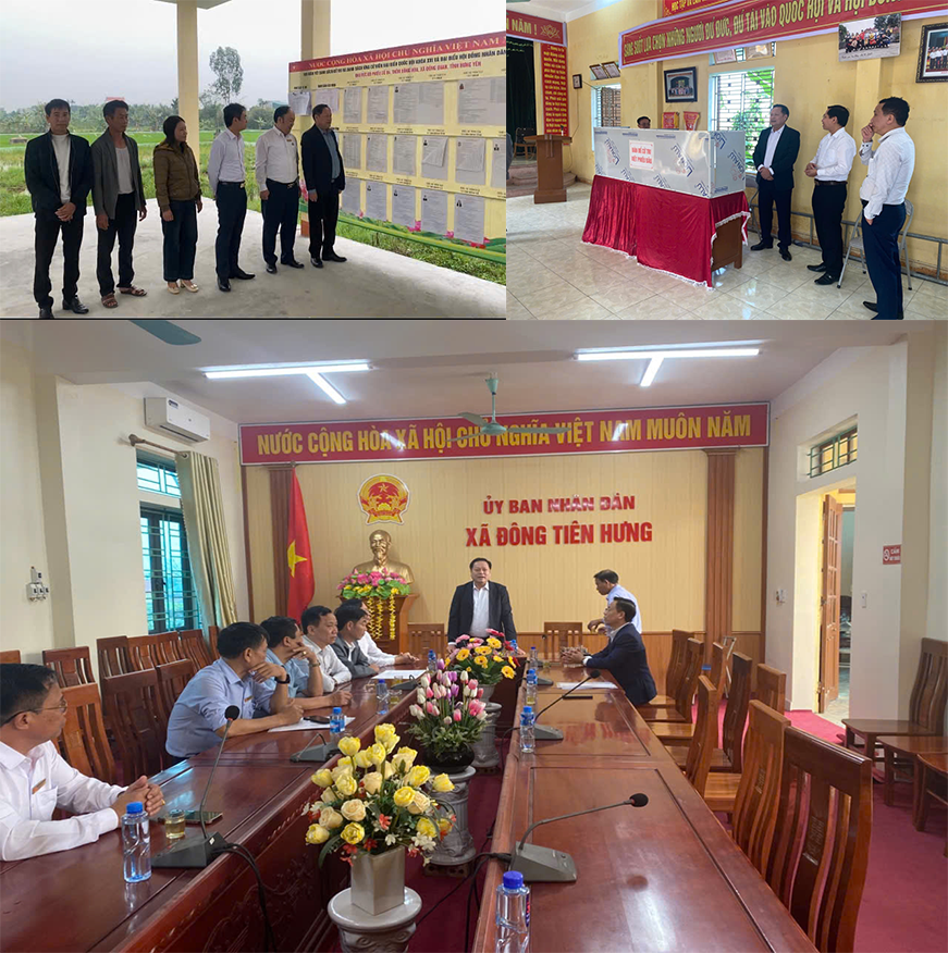 Đồng chí Nguyễn Đức Kiền, Tỉnh ủy viên, Giám đốc Sở Nông nghiệp và Môi trường - Ủy viên Ủy ban bầu cử tỉnh Hưng Yên kiểm tra công tác bầu cử tại các địa phương